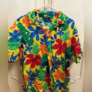 Ralph Lauren Yellow Tropical Floral Button-Down Shirt